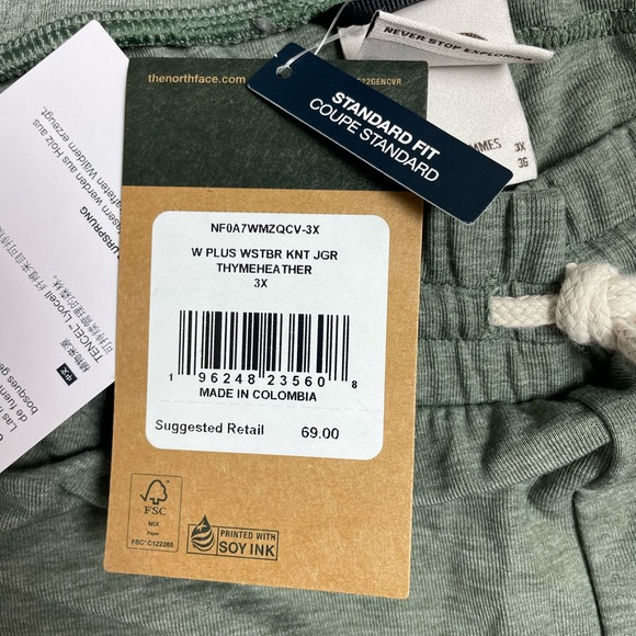 NWT THE NORTH FACE KNIT JOGGERS WOMENS PLUS 3X SOFT GREEN HEATHER DRAWSTRING - Picture 5 of 11